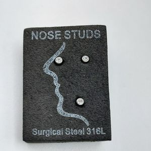 Rhinestone Stud Nose Ring 316L Surgical Steel Studded Body Jewelry Studs Pack 3
